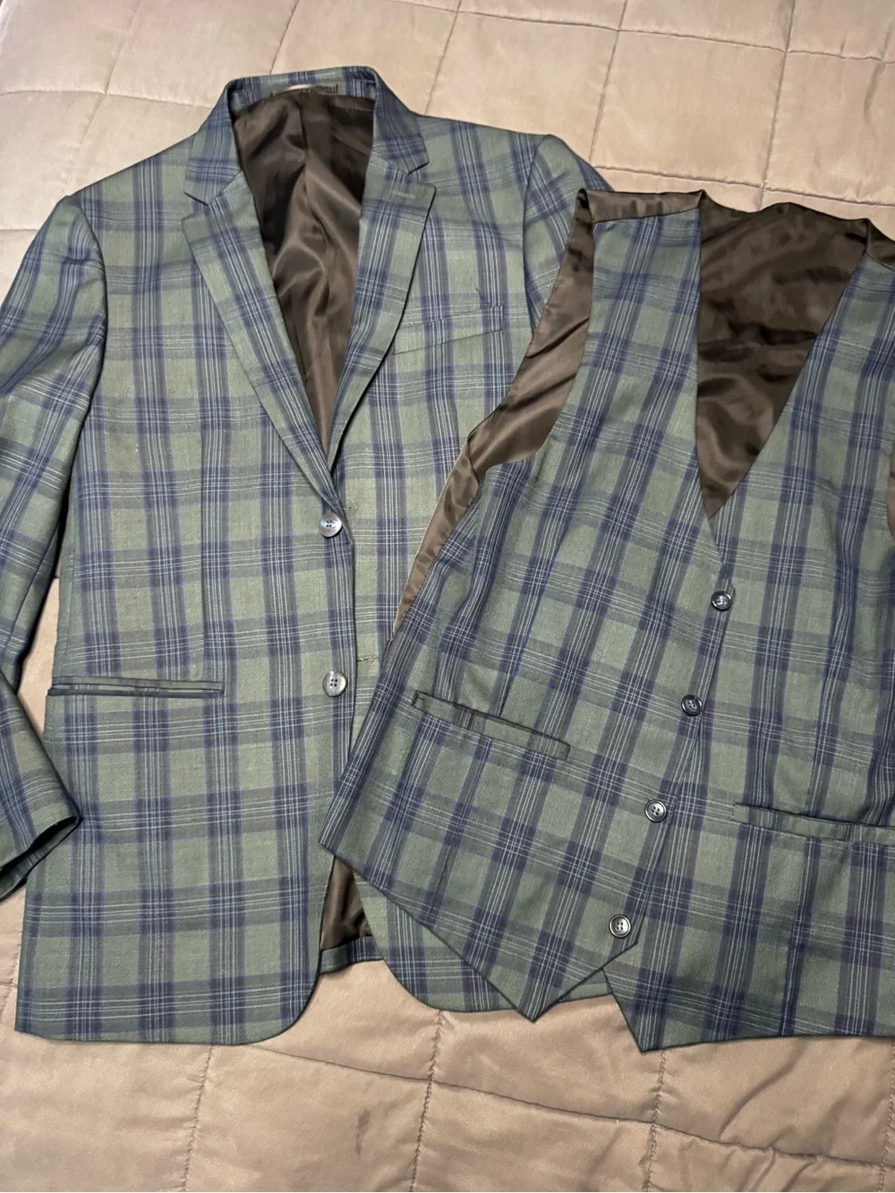 Men's Green Plaid Two-Button Blazer